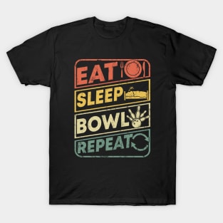 cool Bowler gifts Eat Sleep Bowl Repeat funny retro bowling T-Shirt